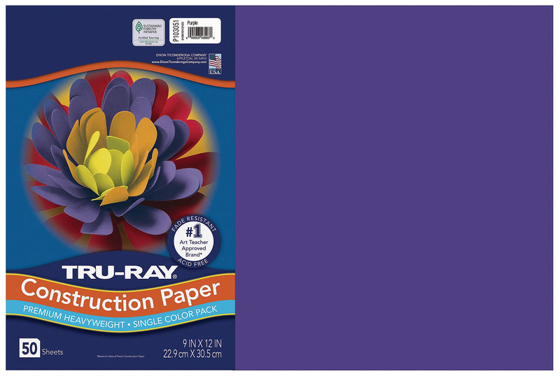 Tru-Ray 12" x 18" Construction Paper, Purple, 50 Sheets (P103051)