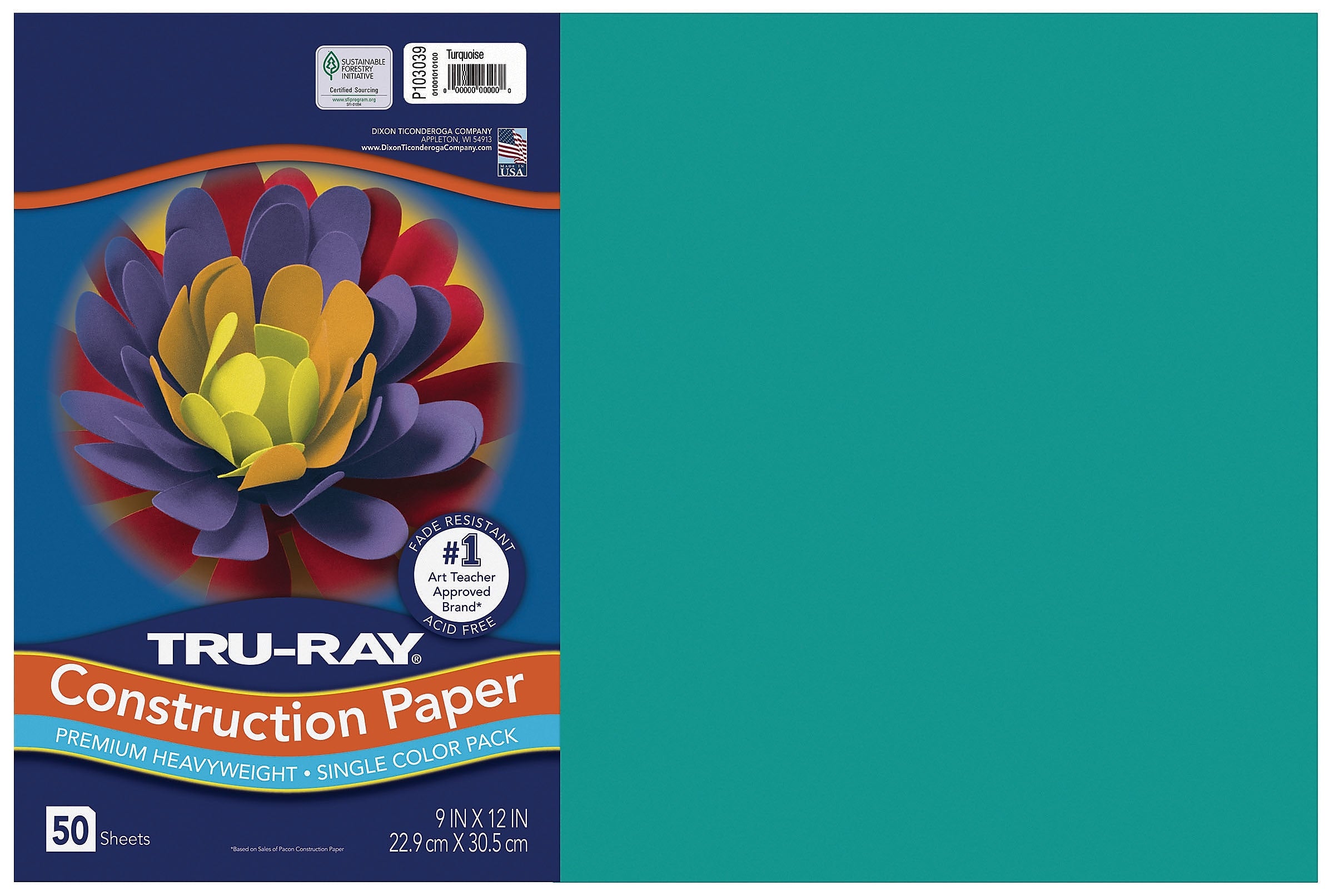 Tru-Ray 12" x 18" Construction Paper, Turquoise, 50 Sheets (P103039)
