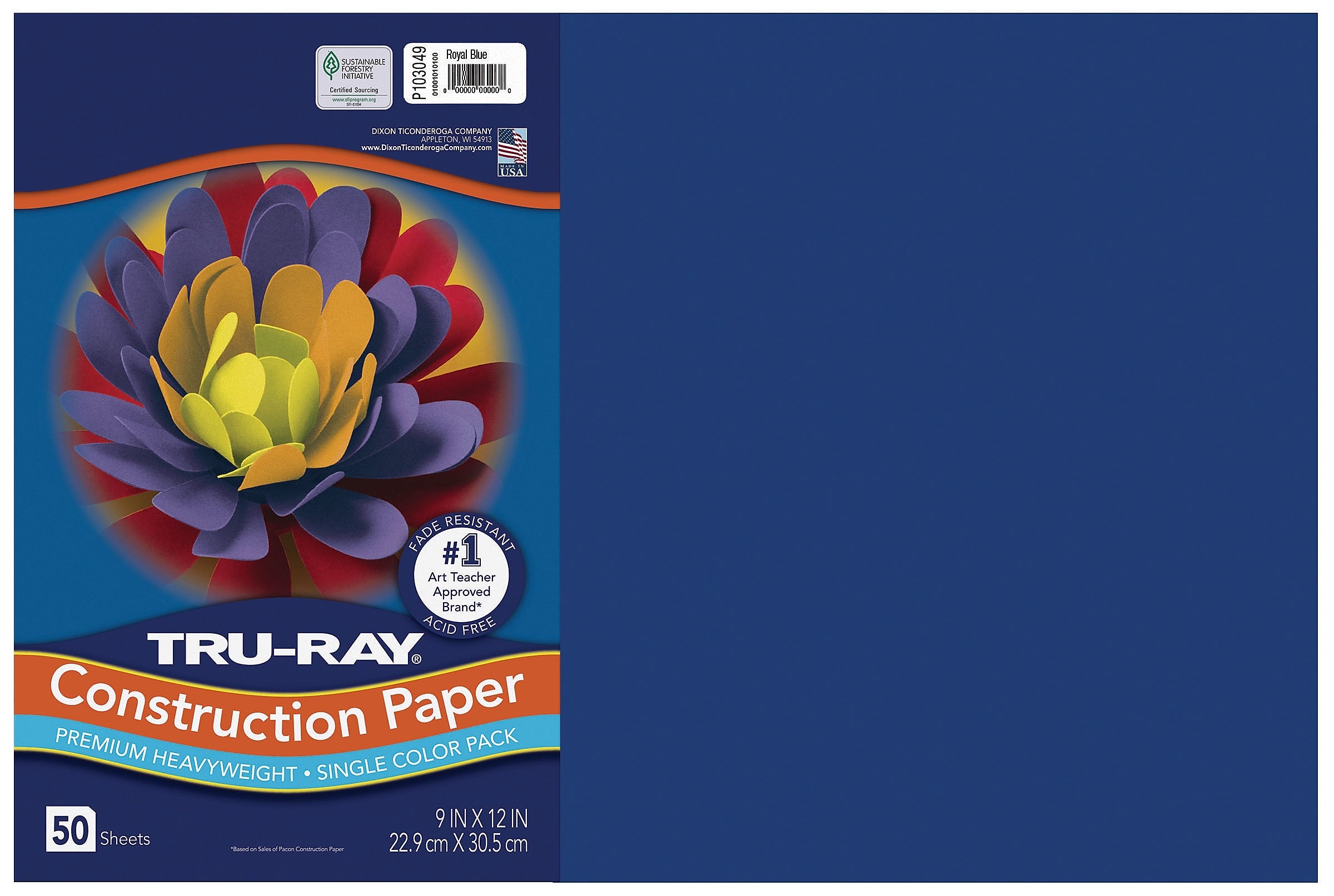Tru-Ray 12" x 18" Construction Paper, Royal Blue, 50 Sheets (P103049)