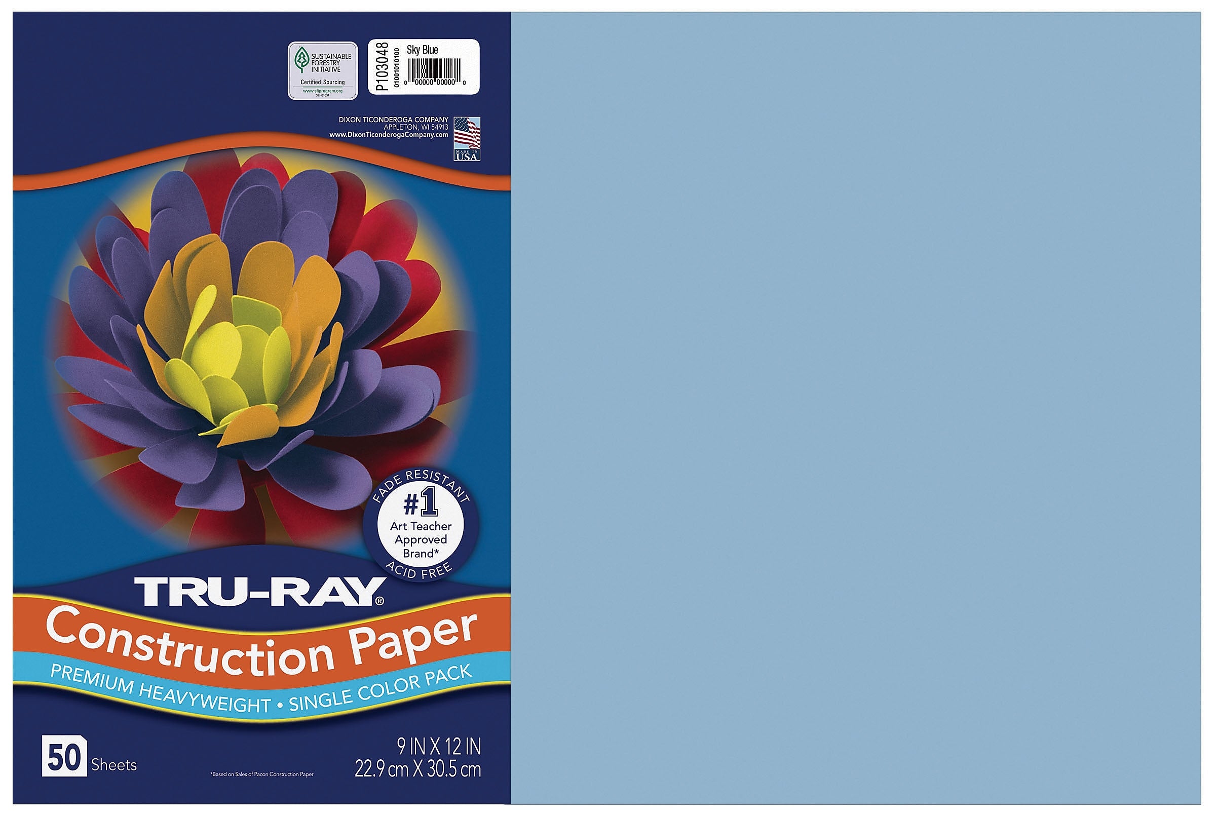 Tru-Ray 12" x 18" Construction Paper, Sky Blue, 50 Sheets (P103048)
