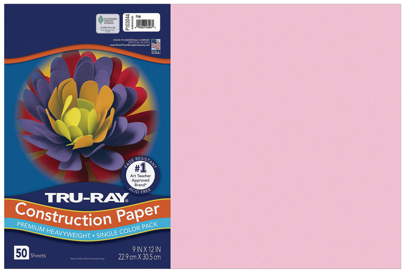 Tru-Ray 12" x 18" Construction Paper, Pink, 50 Sheets (P103044)