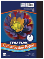 Tru-Ray 9" x 12" Construction Paper, Black, 50 Sheets (P103029)