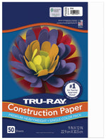 Tru-Ray 9" x 12" Construction Paper, White, 50 Sheets (P103026)