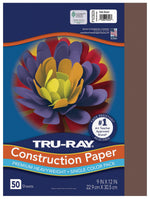 Tru-Ray 9" x 12" Construction Paper, Dark Brown, 50 Sheets (P103024)