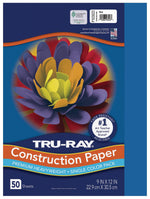 Tru-Ray 9" x 12" Construction Paper, Blue, 50 Sheets (P103022)