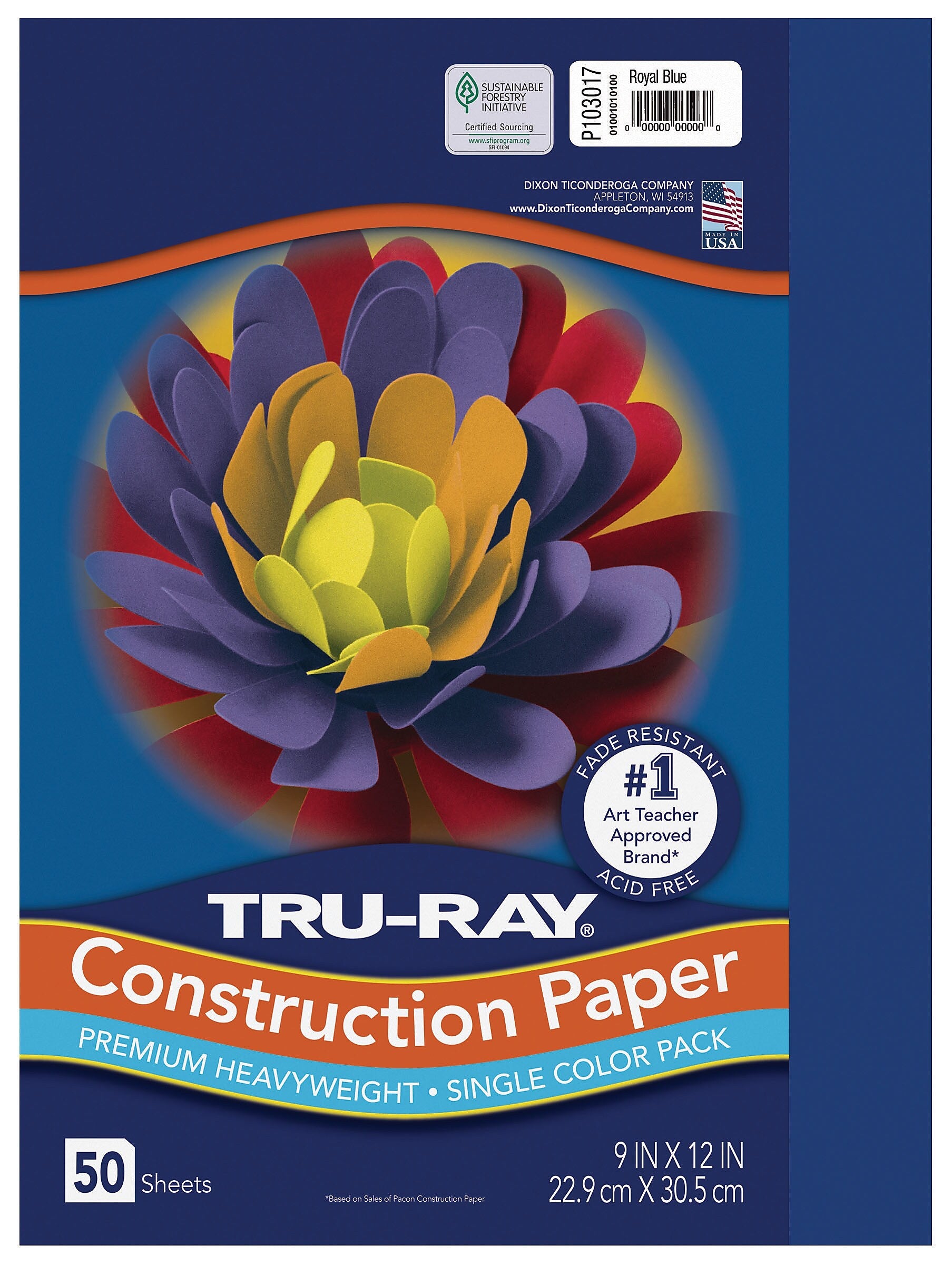 Tru-Ray 9" x 12" Construction Paper, Royal Blue, 50 Sheets (P103017)