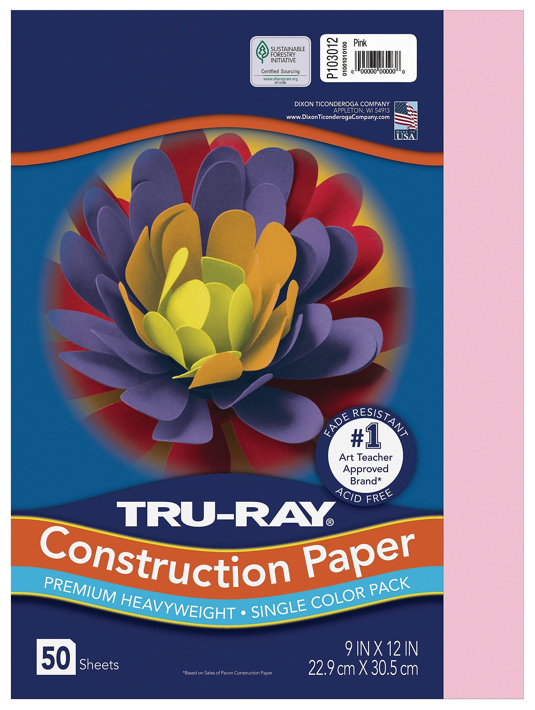 Tru-Ray 9" x 12" Construction Paper, Pink, 50 Sheets (P103012)