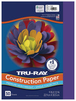 Tru-Ray 9" x 12" Construction Paper, Purple, 50 Sheets (P103019)