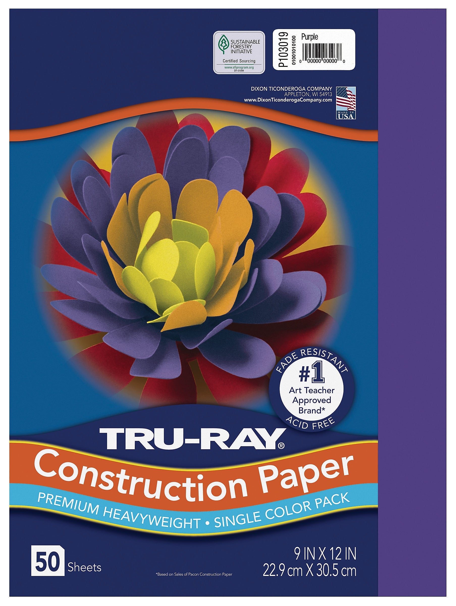 Tru-Ray 9" x 12" Construction Paper, Purple, 50 Sheets (P103019)