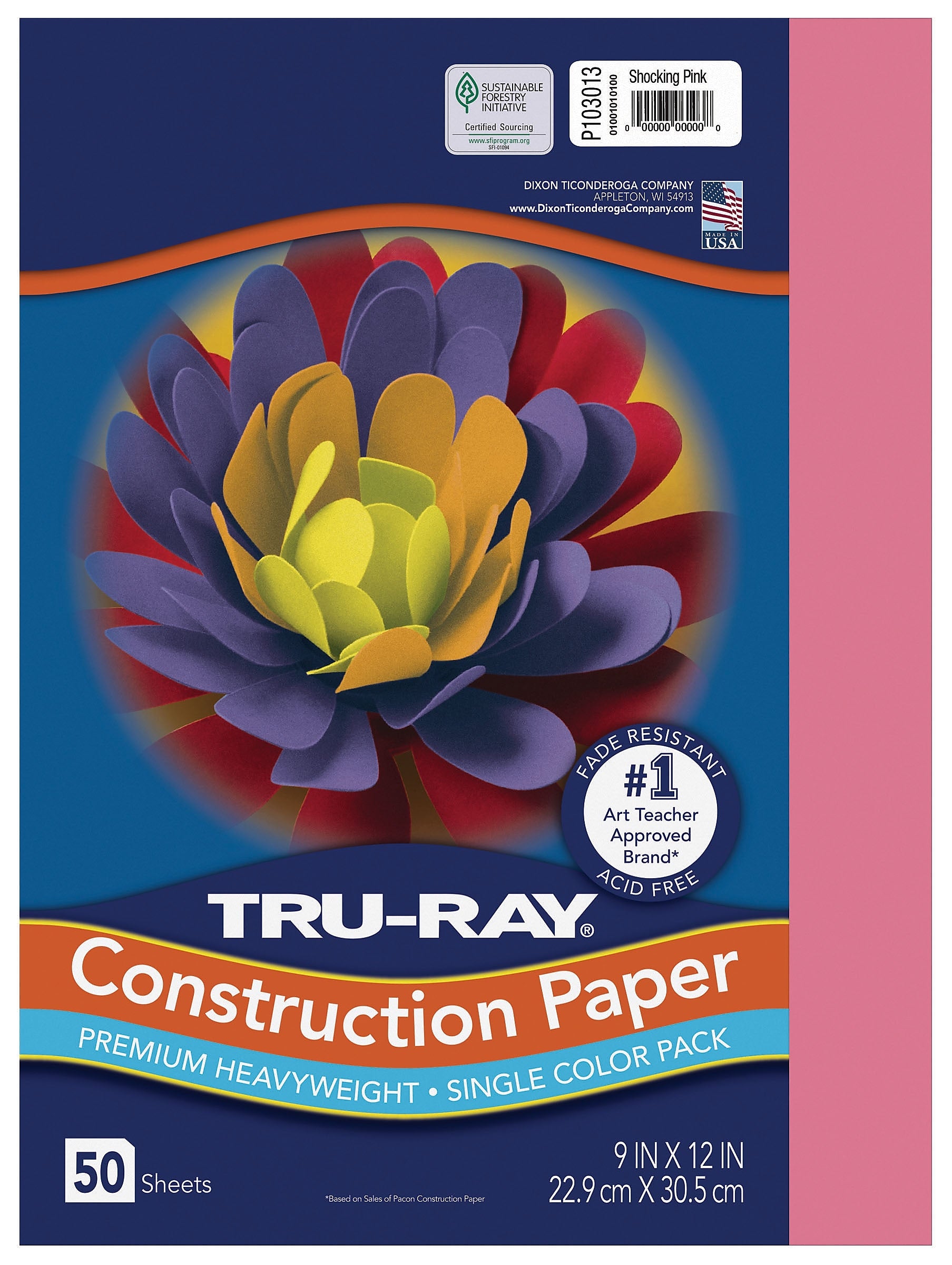Tru-Ray 9" x 12" Construction Paper, Shocking Pink, 50 Sheets (P103013)
