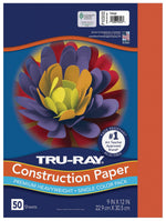 Tru-Ray 9" x 12" Construction Paper, Orange, 50 Sheets (P103002)