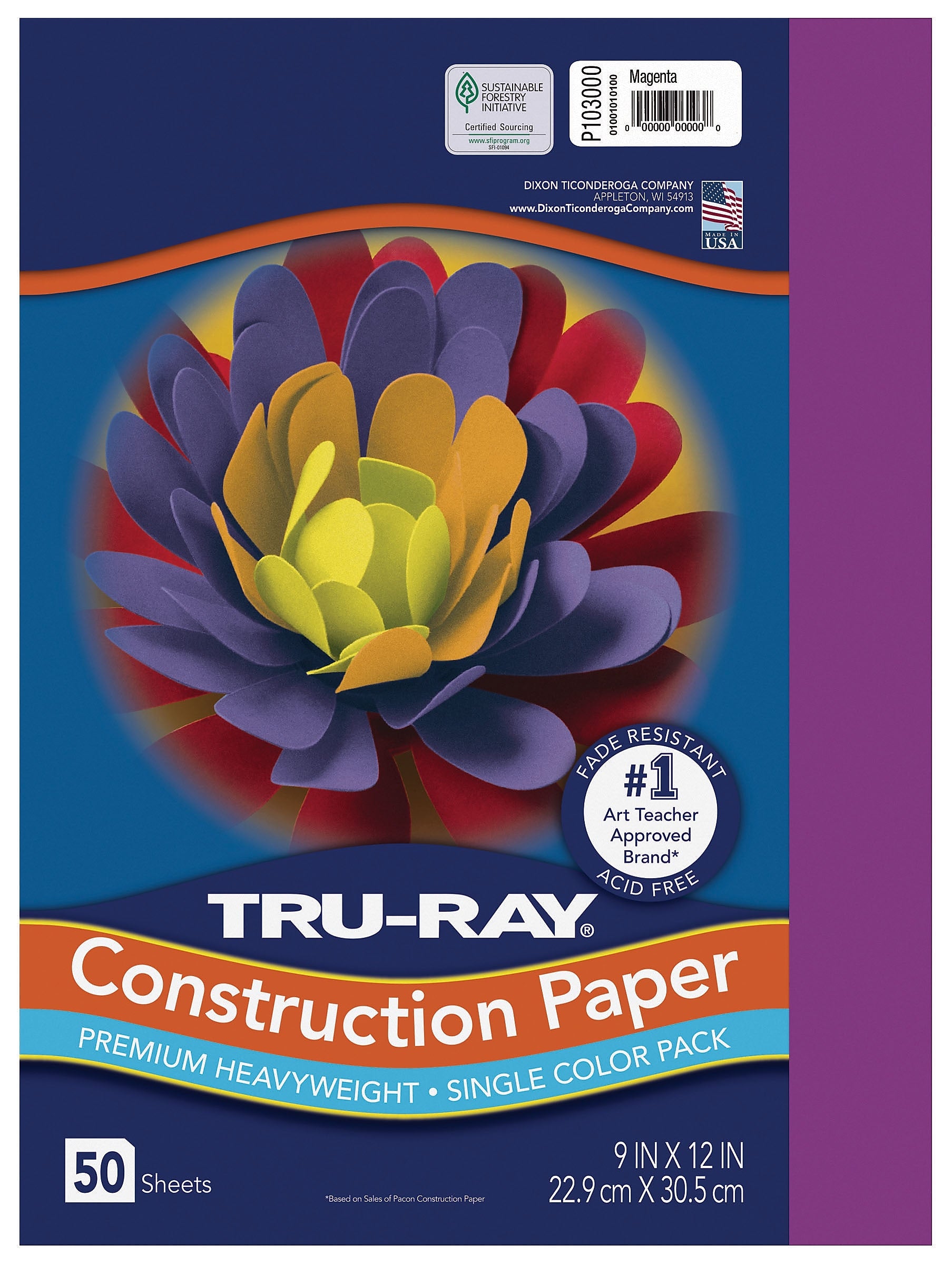 Tru-Ray 9" x 12" Construction Paper, Magenta, 50 Sheets (P103000)