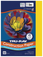 Tru-Ray 9" x 12" Construction Paper, Yellow, 50 Sheets (P103004)