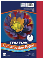 Tru-Ray 9" x 12" Construction Paper, Holiday Red, 50 Sheets (P102993)