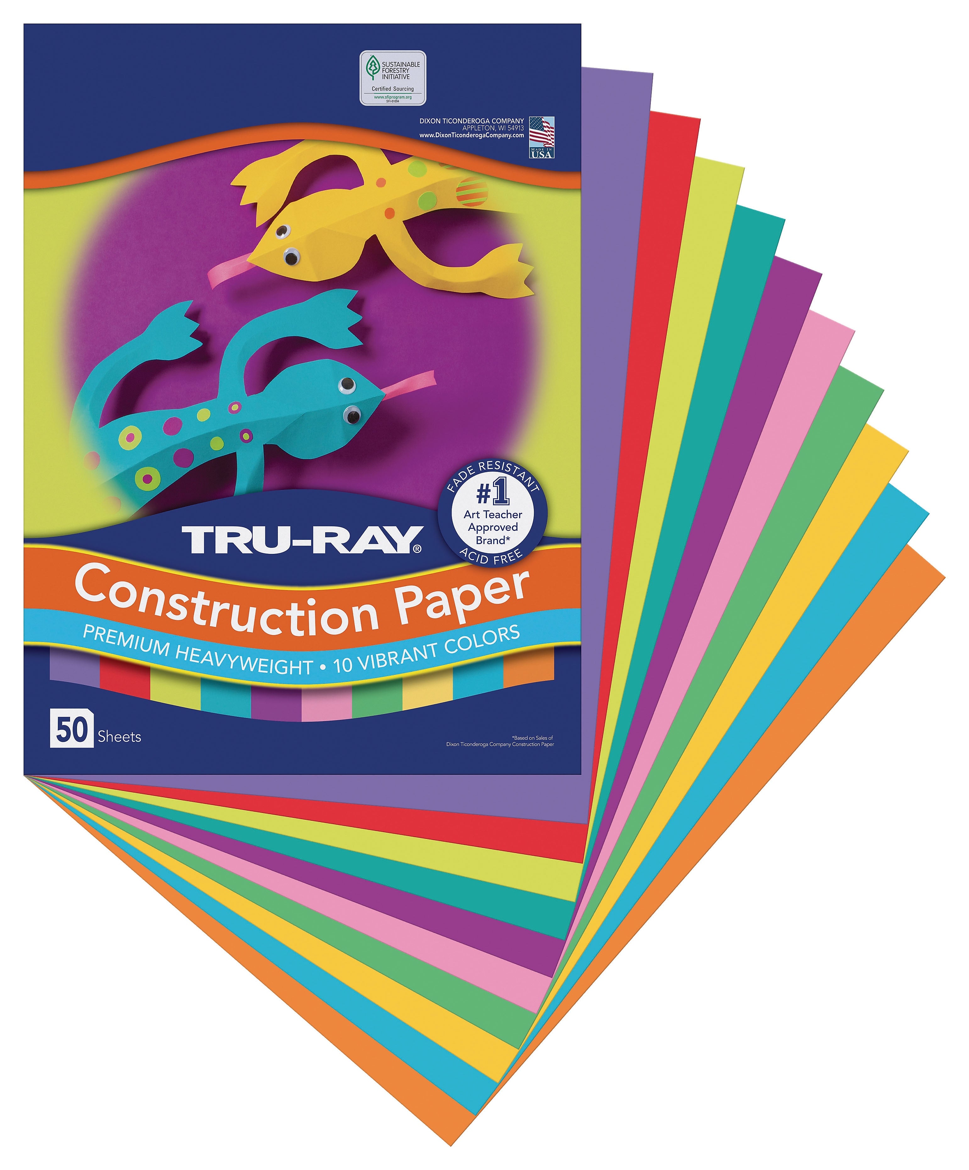 Tru-Ray 9" x 12" Construction Paper, Assorted Colors, 50 Sheets (P102940)