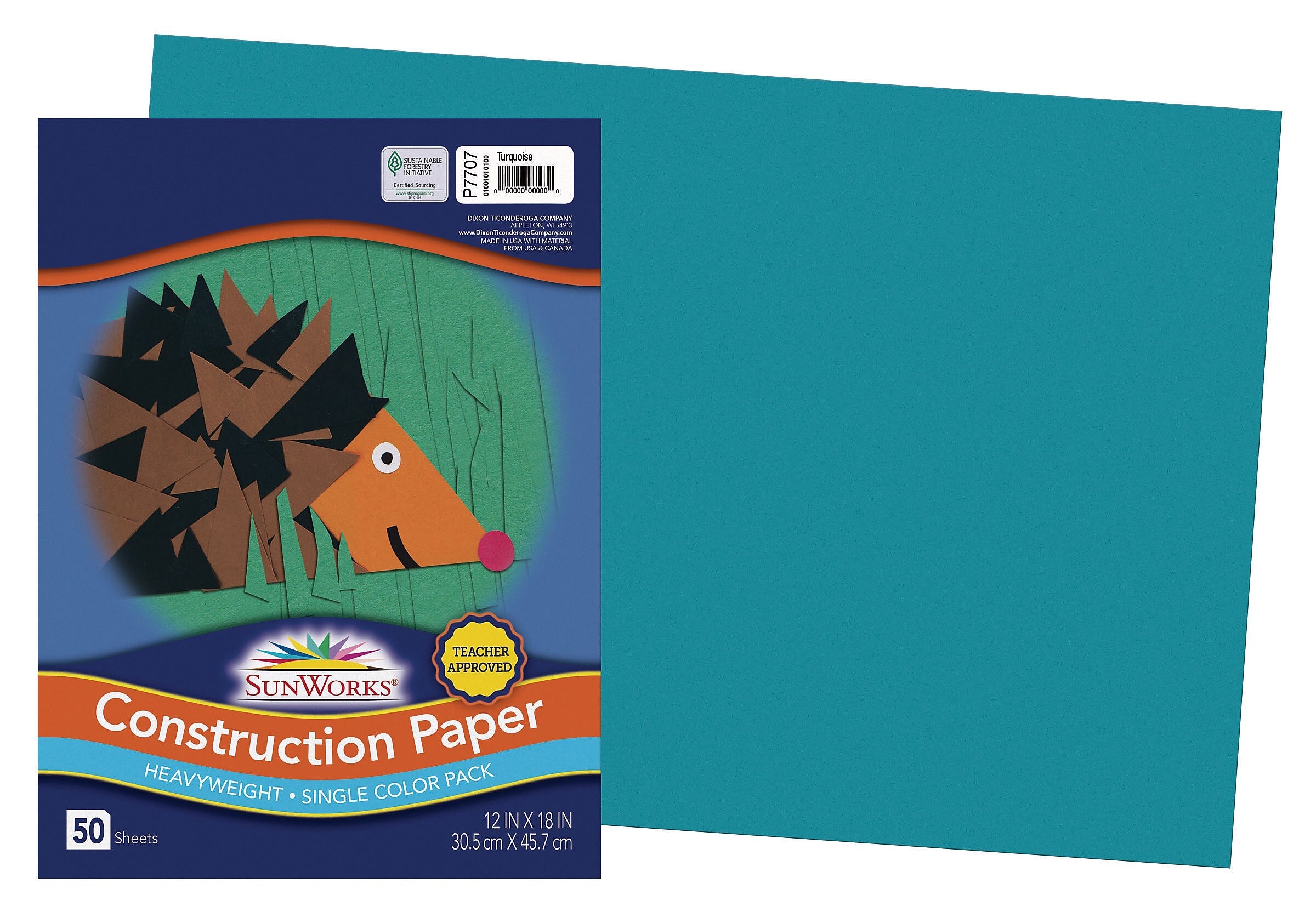 SunWorks 12" x 18" Construction Paper, Turquoise, 50 Sheets (P7707)