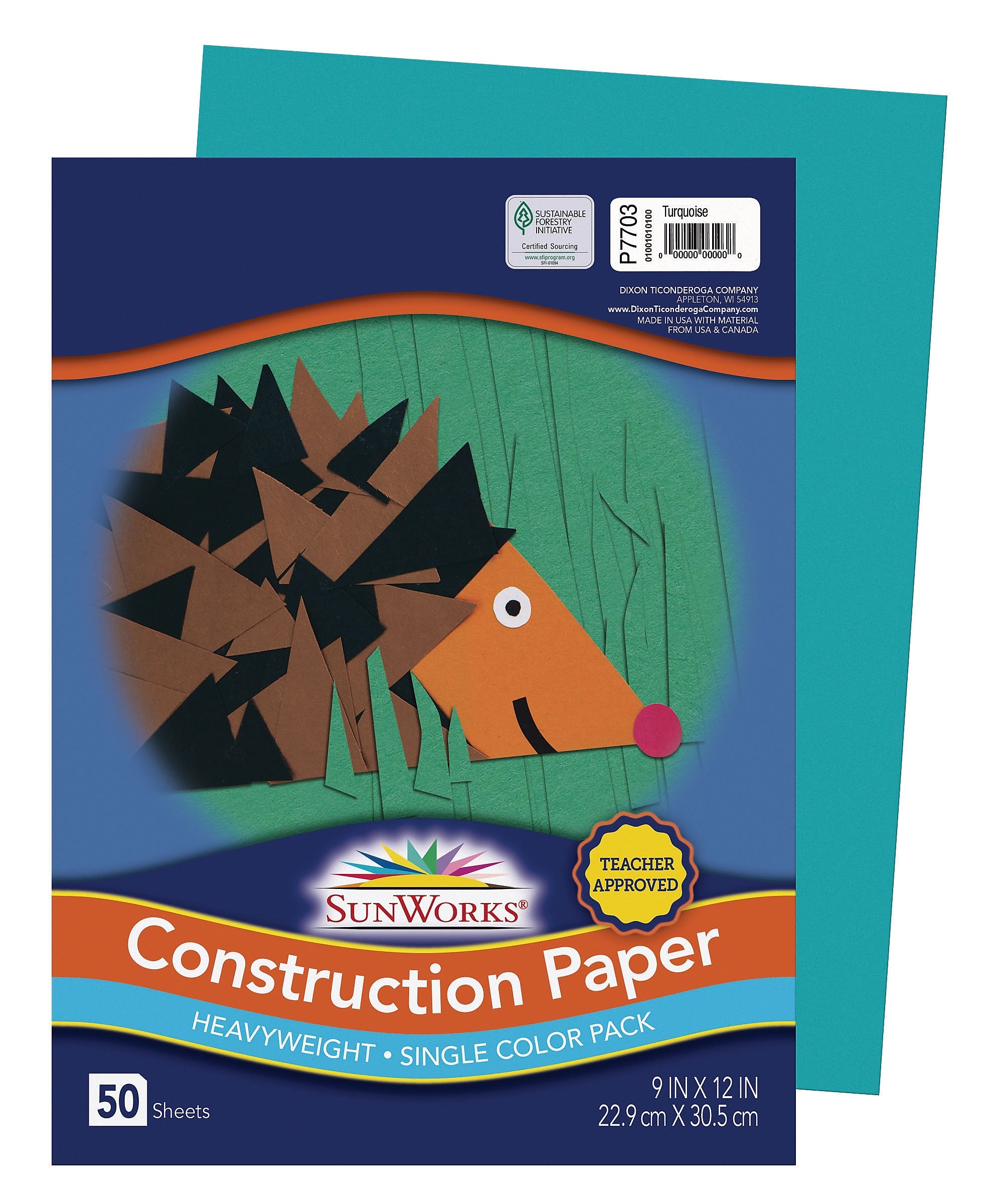 SunWorks 9" x 12" Construction Paper, Turquoise, 50 Sheets (P7703)