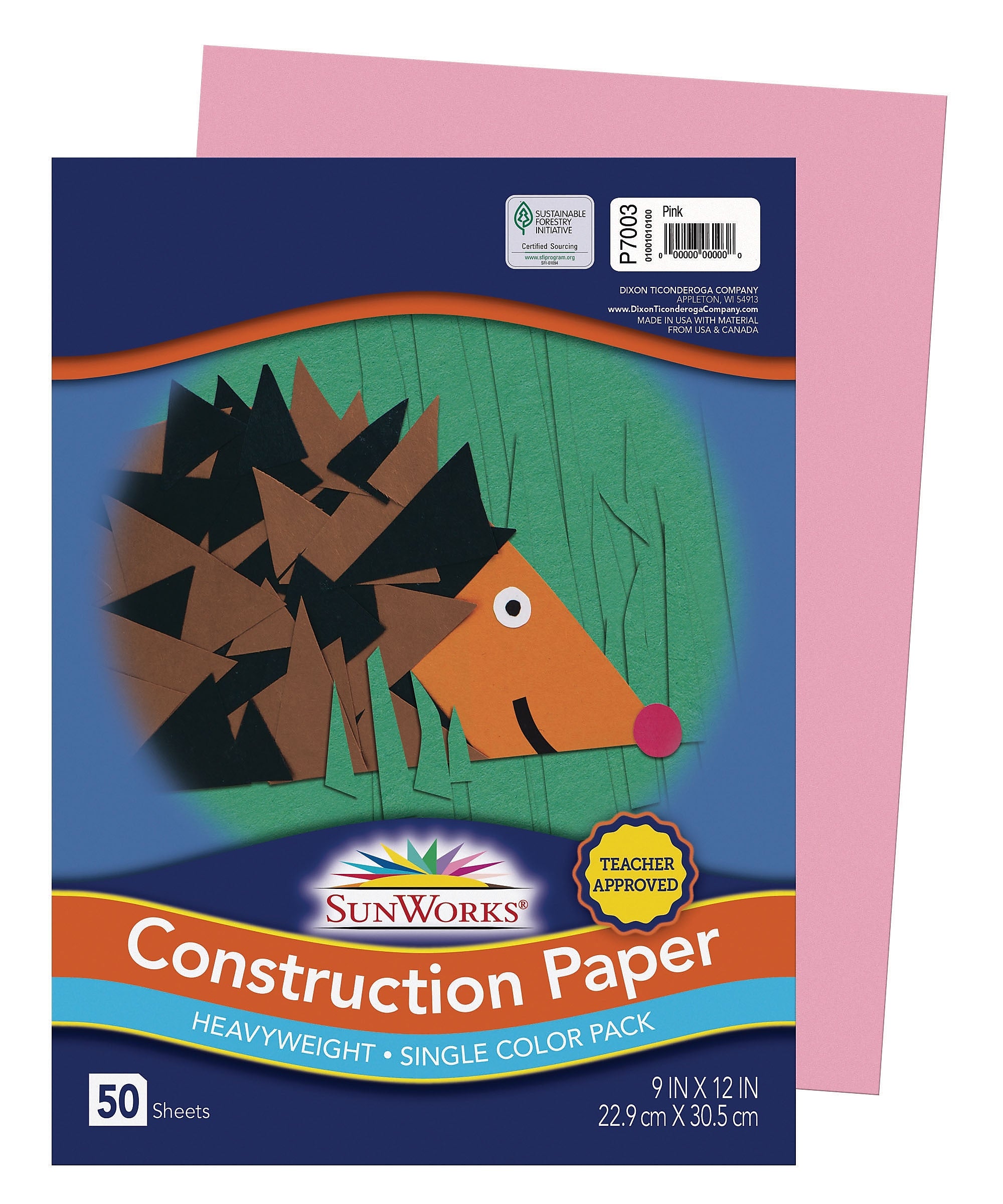 SunWorks 9" x 12" Construction Paper, Pink, 50 Sheets (P7003)