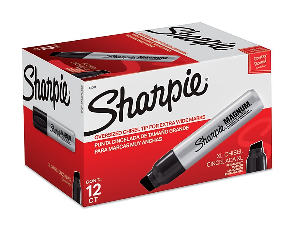 Sharpie Magnum Tank Permanent Marker, Chisel Tip, Black, 12/Pack (44001A)