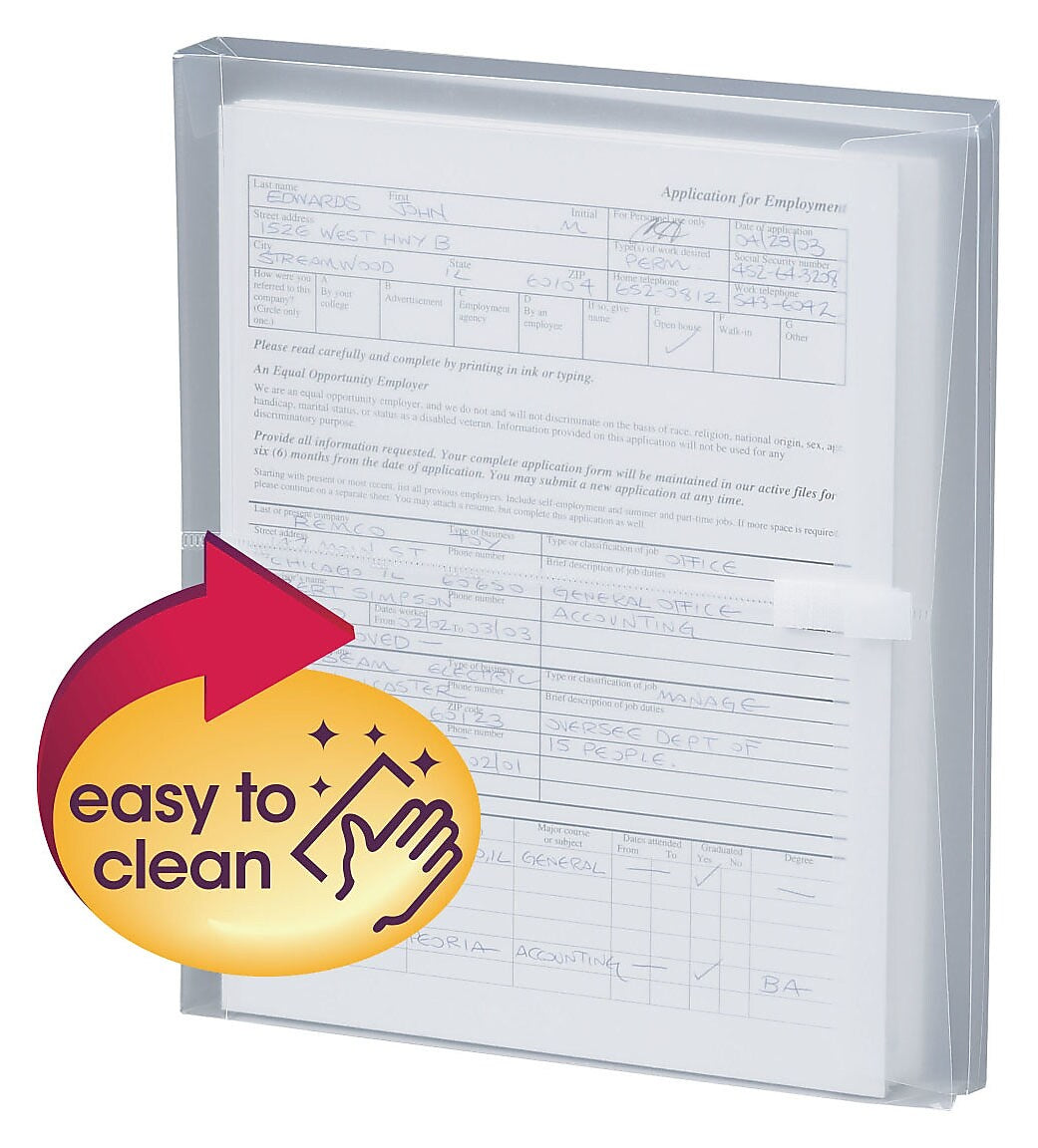 Smead Poly Wallets, 1.25" Expansion, Letter Size, Clear, 5/Pack (89661)