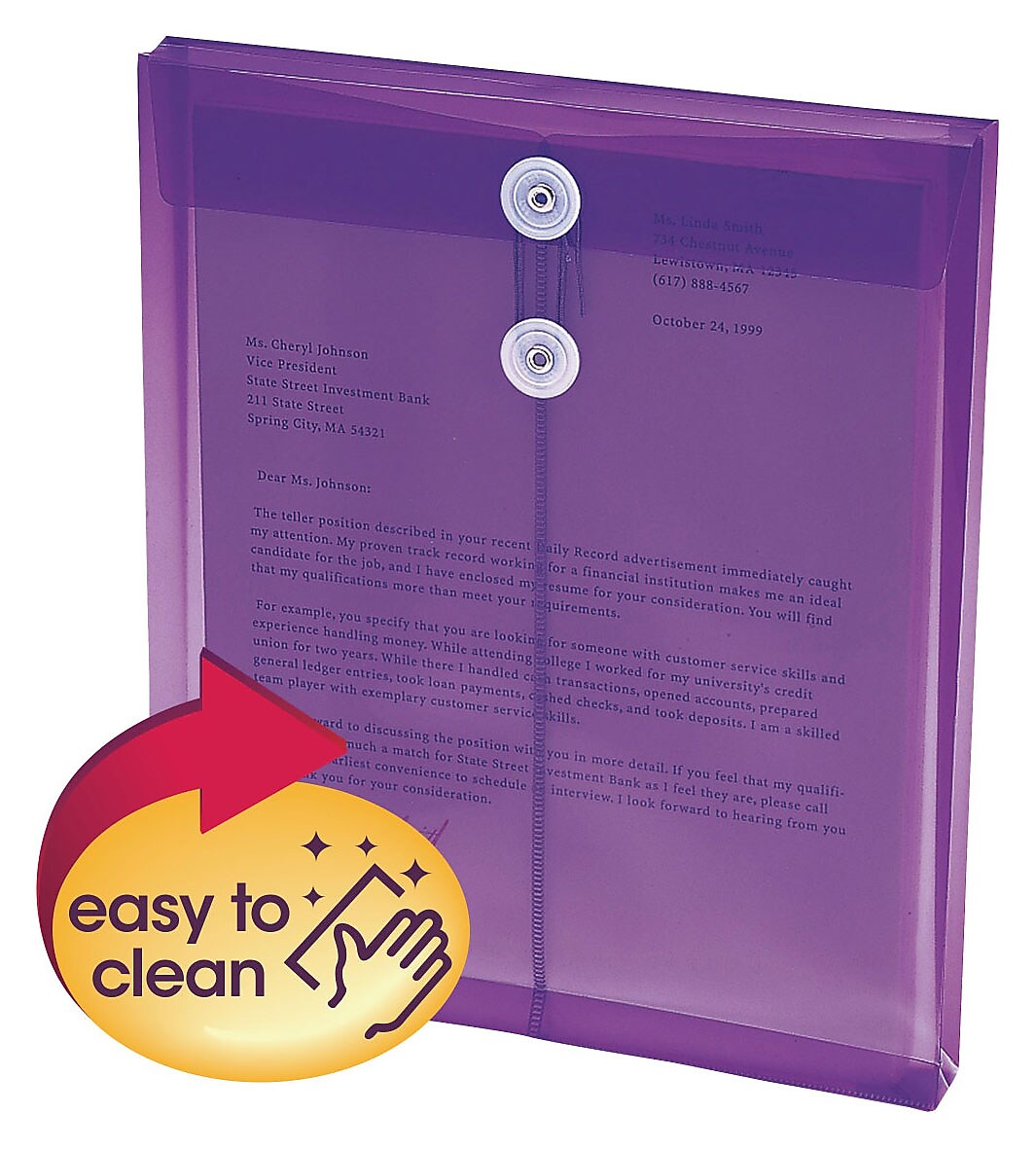 Smead Ultracolor Top-Load Envelopes, Letter, 1" Expansion, Purple, 5/Pack (89544)
