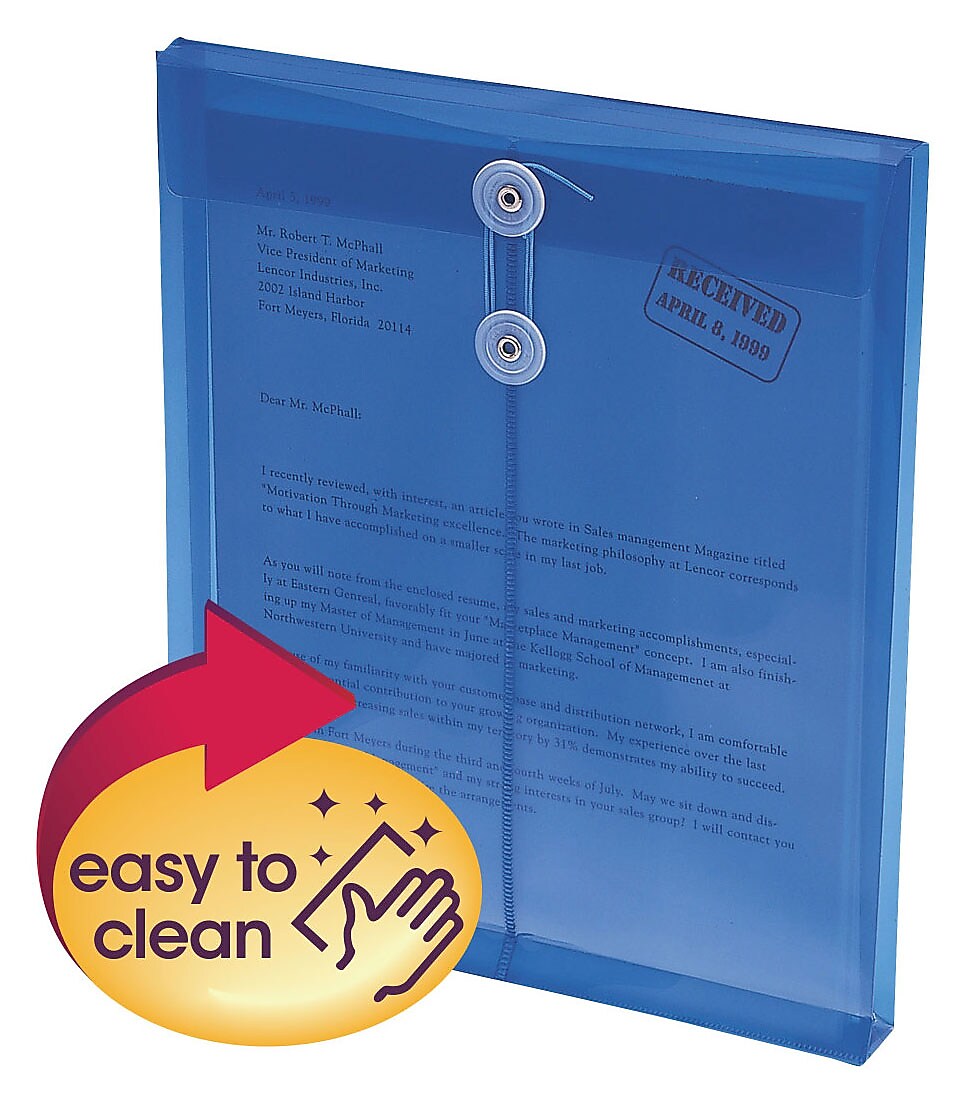 Smead Ultracolor Standard Plastic Document File, Letter, Blue, 5/Pack (89542)
