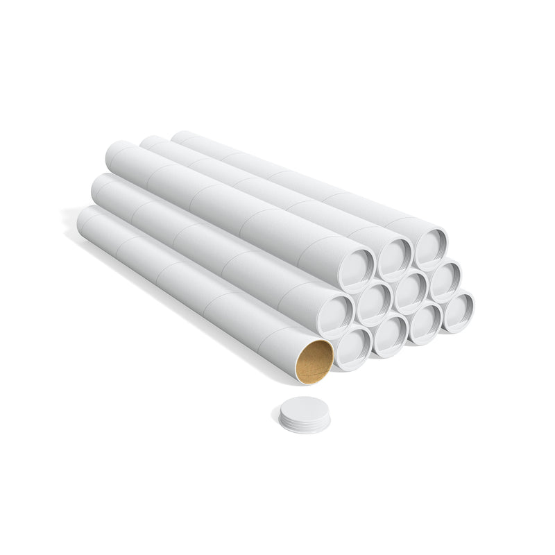 3" x 30" Mailing Tube with Caps, White, 12/Carton (ST55305)