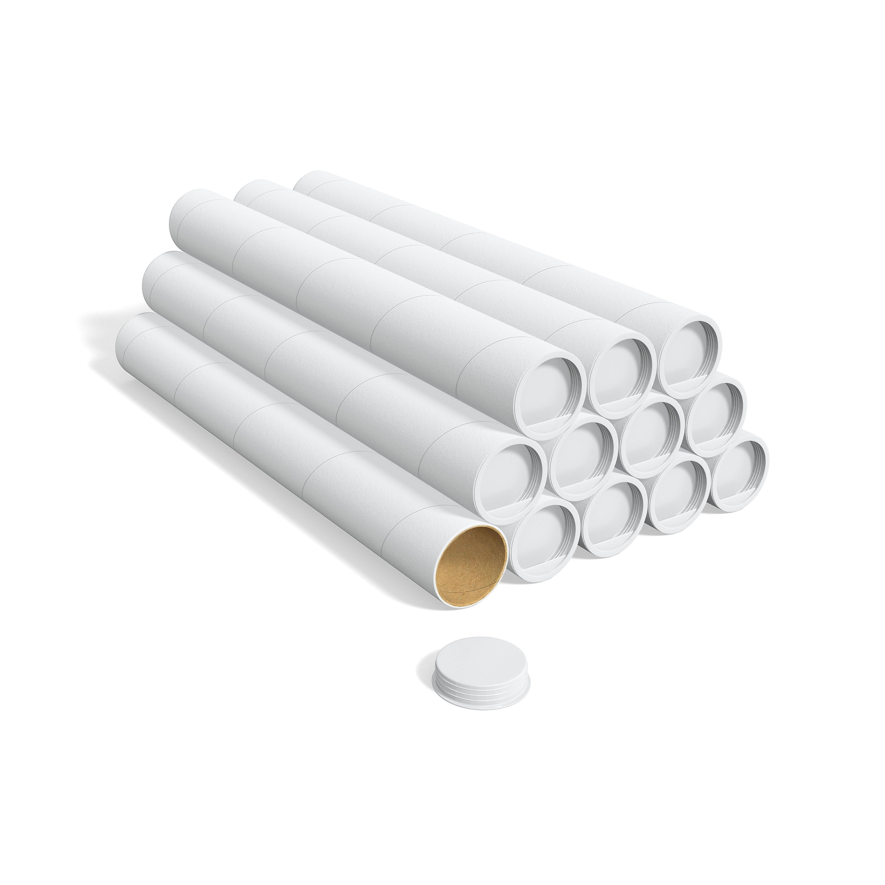 3" x 24" Mailing Tube with Caps, White, 12/Box (ST55304)