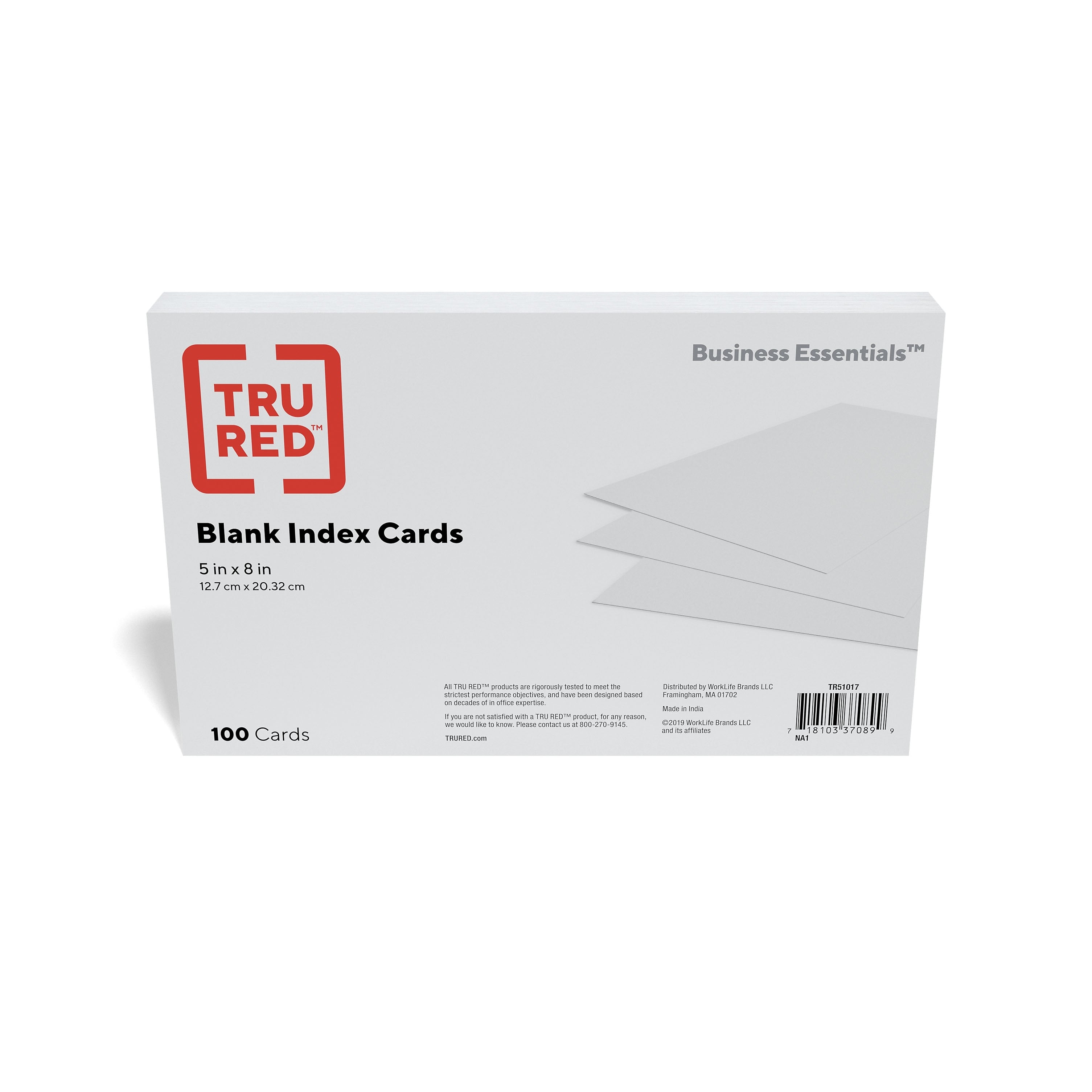 TRU RED™ Index Cards, 5" x 8", White, 100 Cards/Pack (TR51017 )