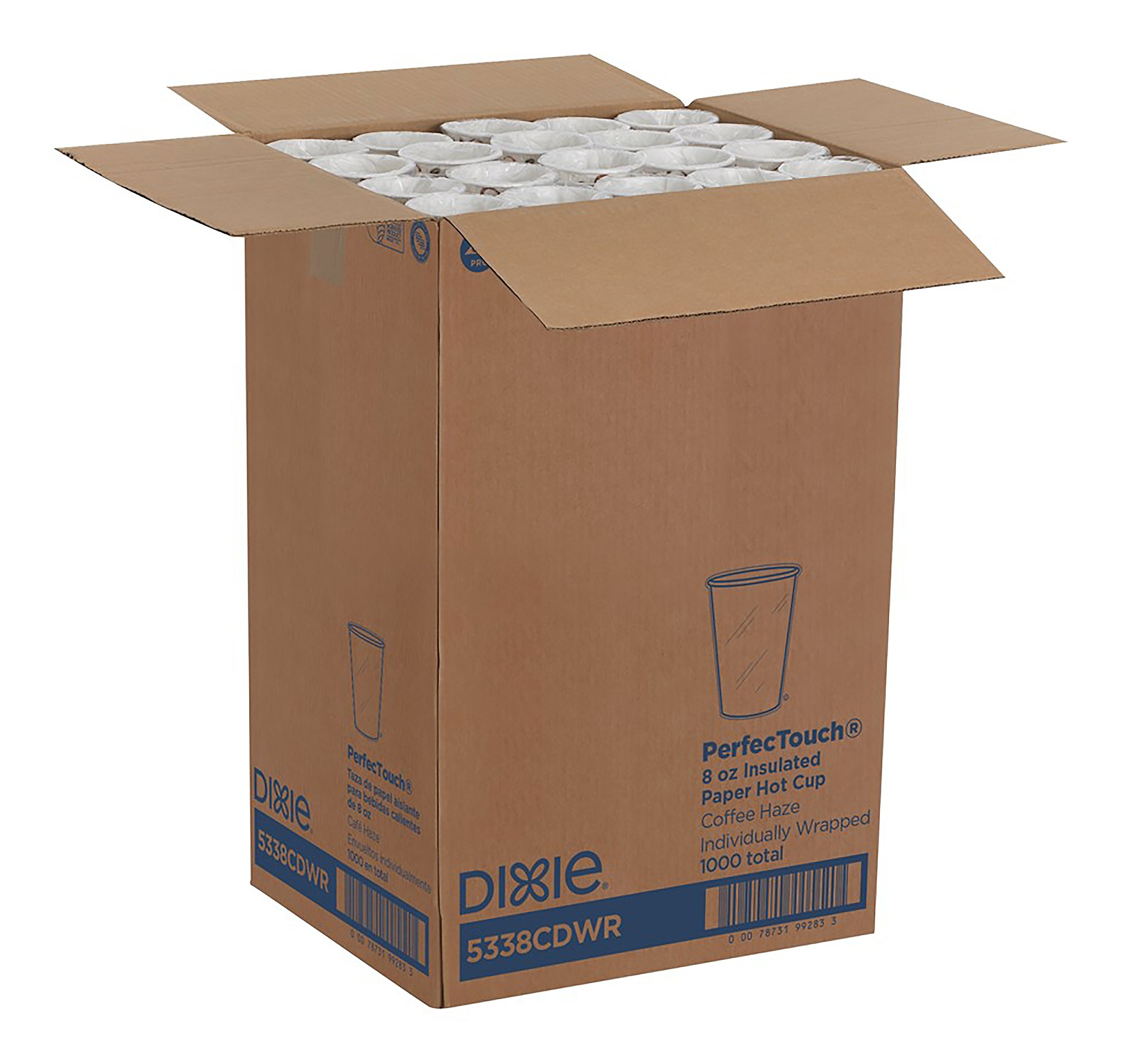 Dixie PerfecTouch Individually Wrapped Insulated Paper Hot Cup, 8 Oz., Coffee Haze, 1000/Carton (5342CDWR)