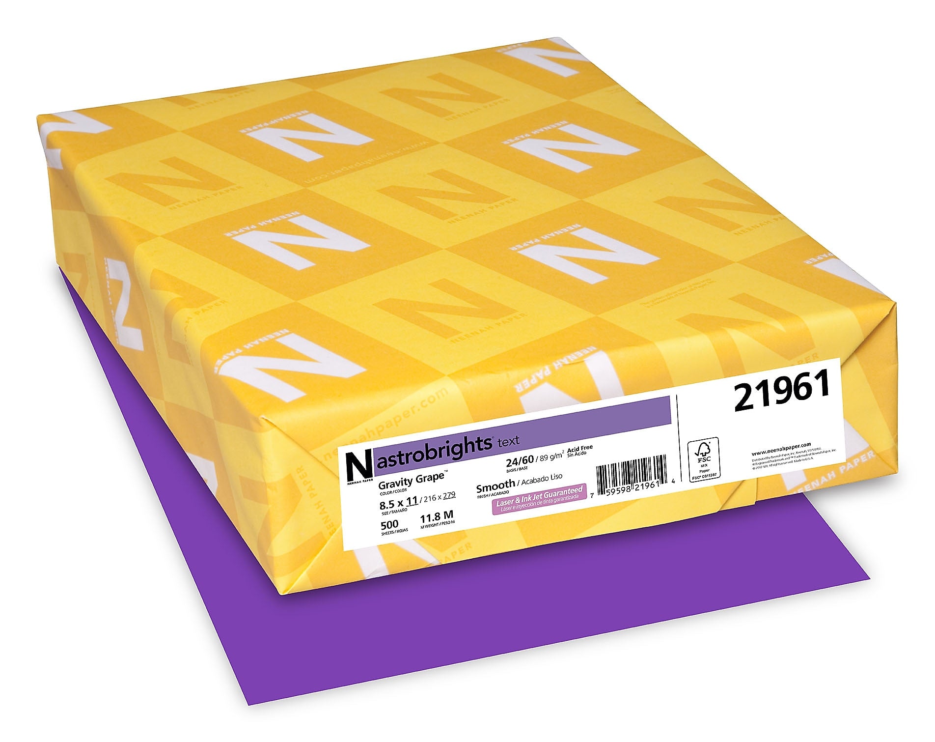 Astrobrights 8.5" x 11", Colored Paper, 24 lbs., Gravity Grape, 500 Sheets/Ream (21961)
