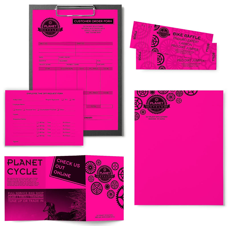 Astrobrights Colored Paper, 24 lbs., 8.5" x 11", Fireball Fuchsia, 500 Sheets/Ream (22681/21688)