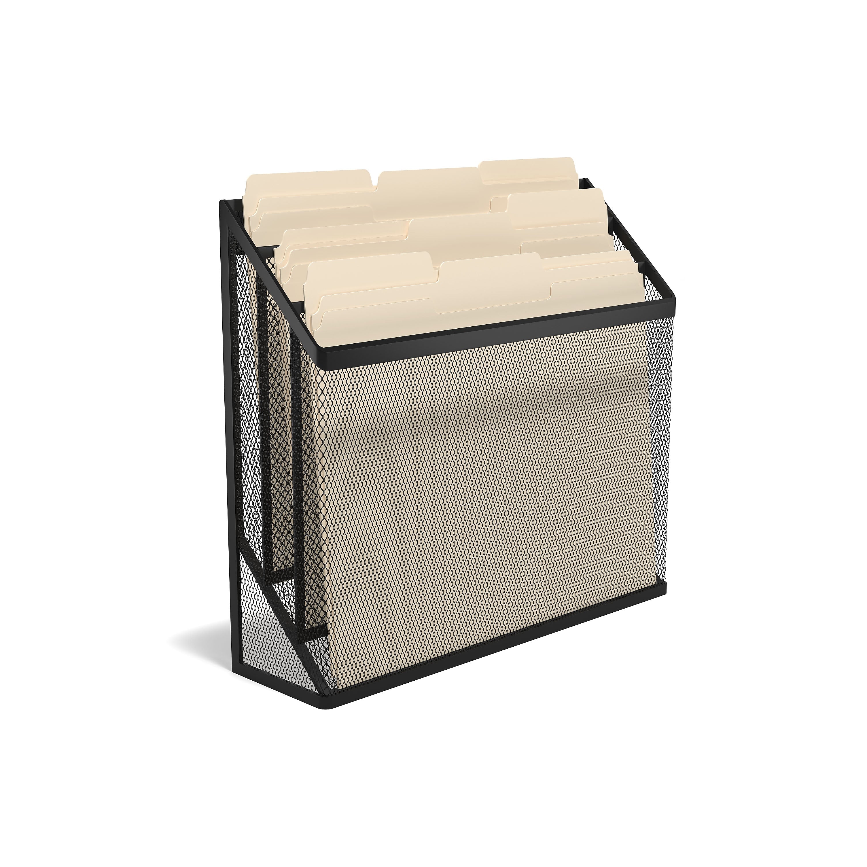Staples 3 Compartment Wire Mesh File Organizer, Matte Black, 4/Case (57553CT)