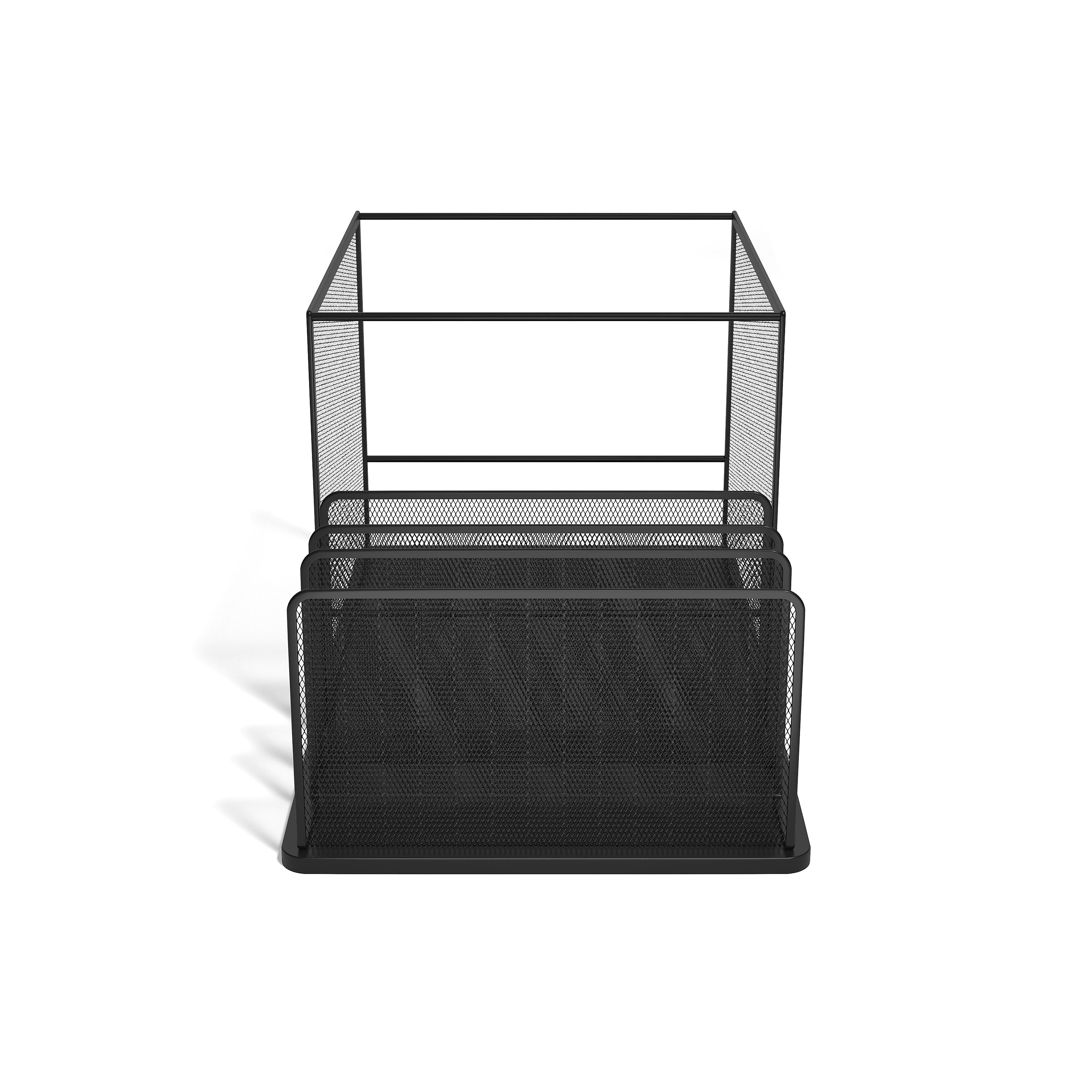 TRU RED™ 4-Compartment Wire Mesh File Organizer, Matte Black (TR57536)