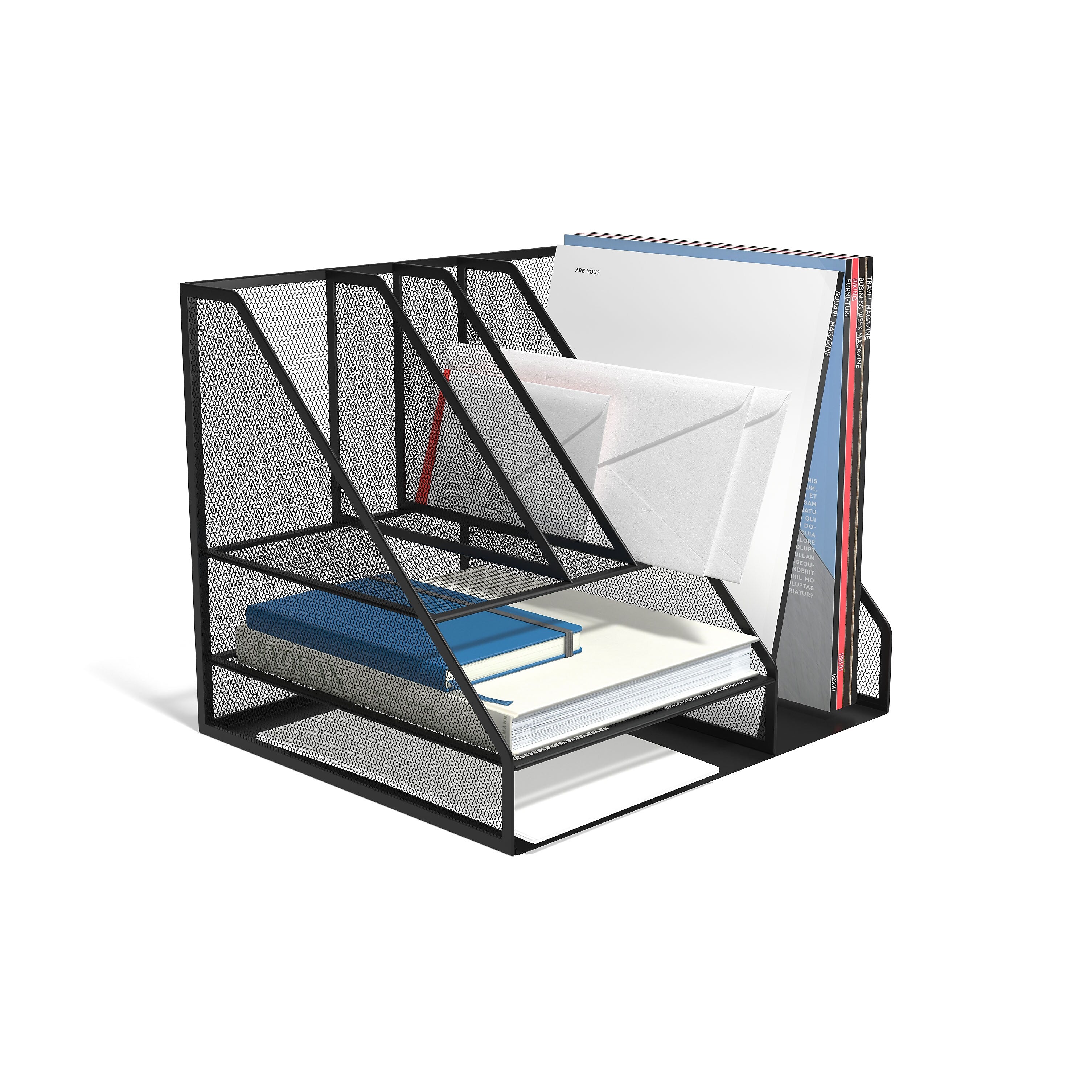 TRU RED™ 6-Compartment Metal, Matte Black (TR57533-CC)