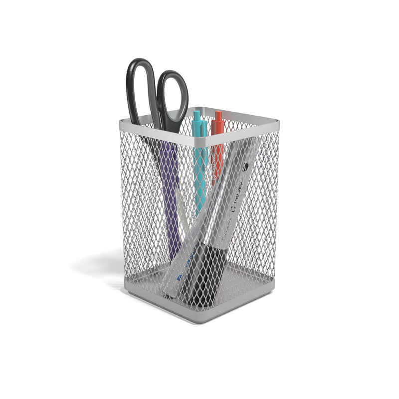 TRU RED™ Jumbo Stackable Wire Mesh Pen Holder, Silver (TR57574-CC)