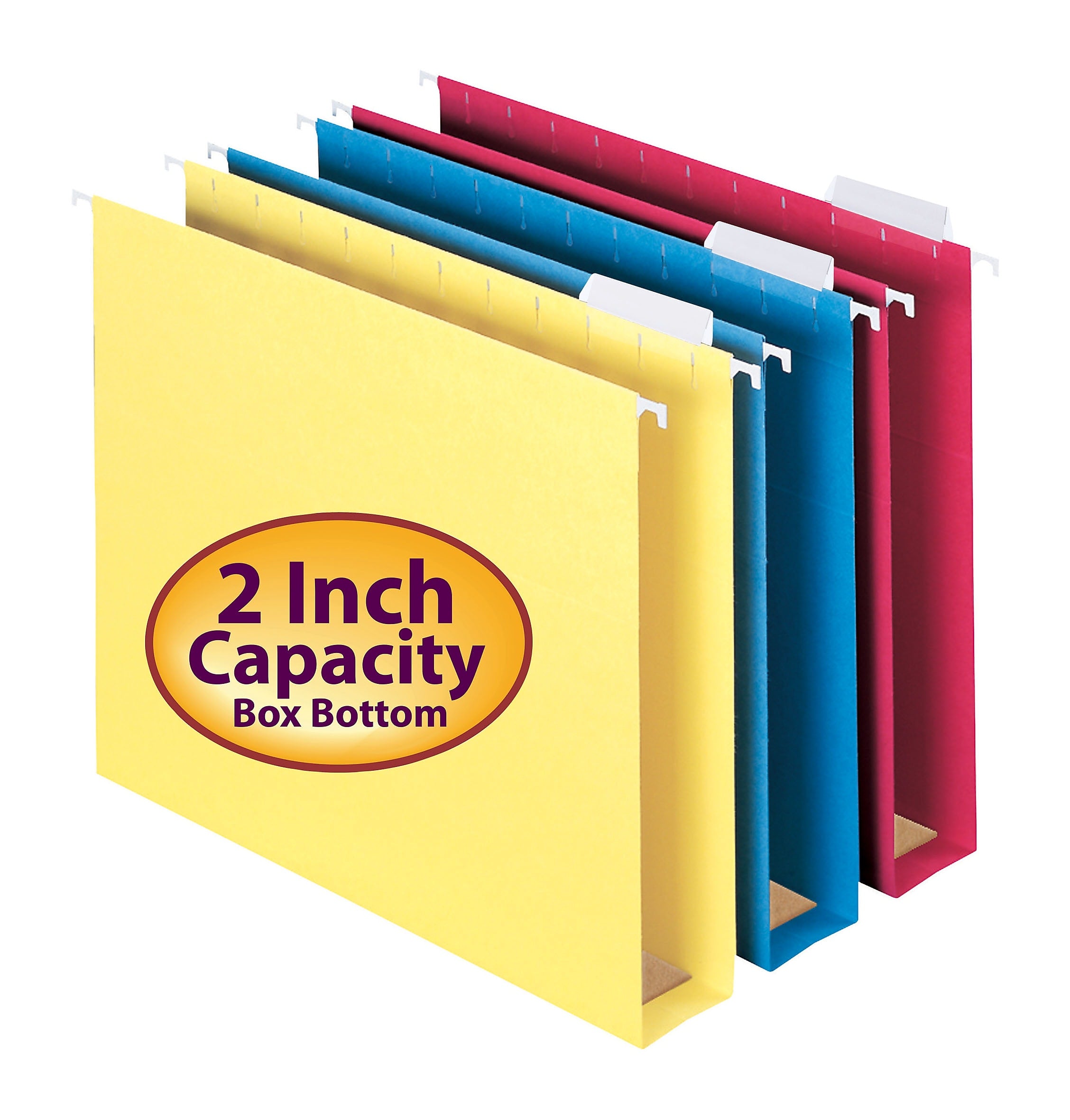Smead Box Bottom Hanging File Folder, 2" Expansion, 5-Tab Tab, Letter Size, Assorted Colors, 25/Bx (64264)