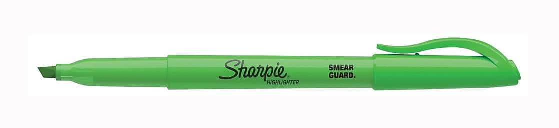 Sharpie Pocket Stick Highlighter, Chisel Tip, Fluorescent Green, Dozen (27026)