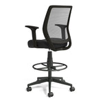 Staples Essentials Fabric Drafting Stool with Backrest and Footrest, Black (UN59384)