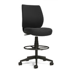 Staples Essentials Fabric Drafting Stool with Backrest and Footrest, Black (UN59388)