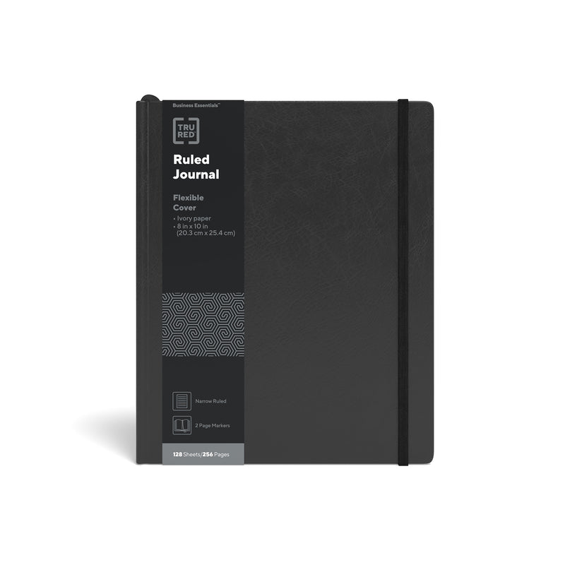 TRU RED™ Large Flexible Cover Ruled Journal, Black (TR54774)
