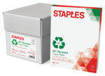 Staples 30% Recycled 8.5" x 11" Copy Paper, 20 lbs., 92 Brightness, 500 Sheets/Ream, 5 Reams/Carton (51959-US)