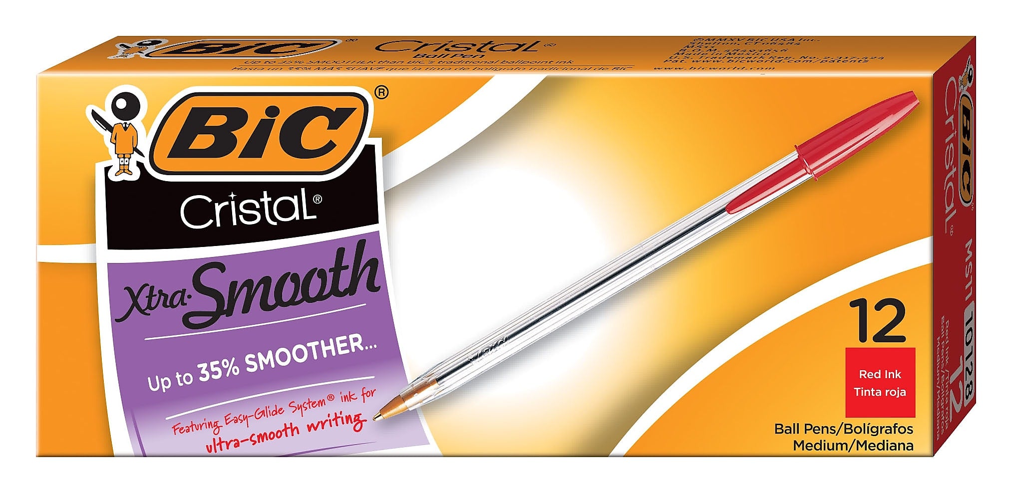 BIC Cristal Ballpoint Pens, Medium Point, Red Ink, Dozen (10128/MS11RD)