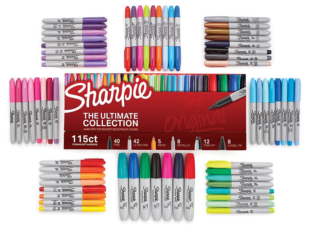 Sharpie The Ultimate Collection Permanent Markers, Assorted Tips, Assorted Colors, 115/Pack (1983255)