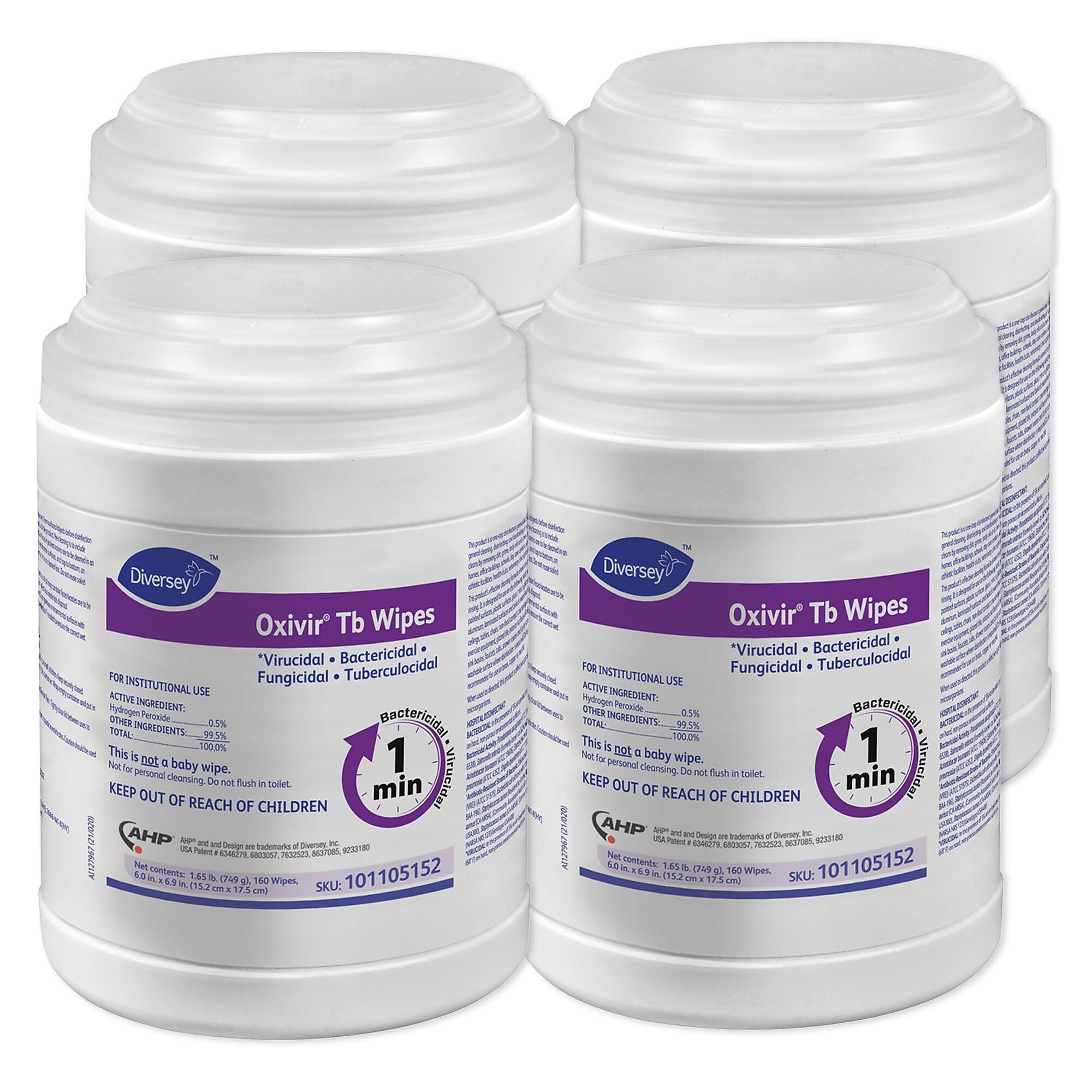 Oxivir Disinfecting Wipes, 160 Wipes/Container, 4/Carton (101105152)