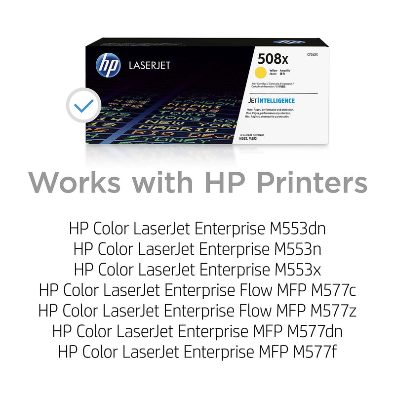 HP 508X Yellow High Yield Toner Cartridge, Prints Up to 9,500 Pages (CF362X)