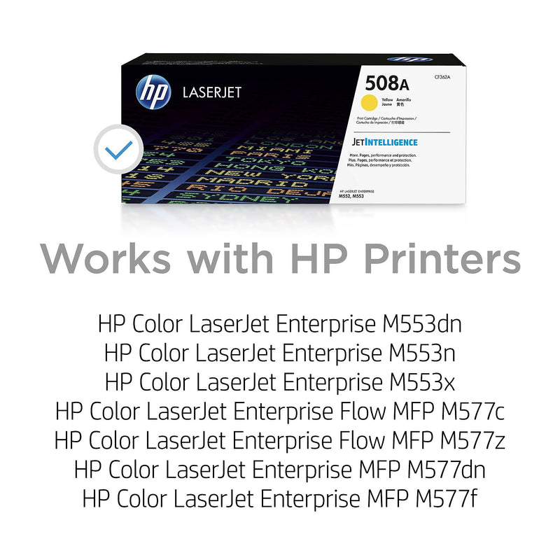 HP 508A Yellow Standard Yield Toner Cartridge, Prints Up to 5,000 Pages (CF362A)