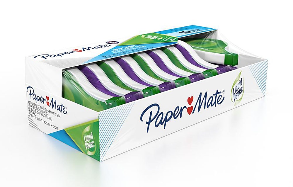 Paper Mate Liquid Paper DryLine Correction Tape, White, 10/Pack (6137406)