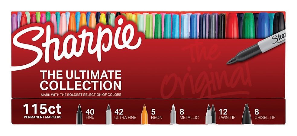 Sharpie The Ultimate Collection Permanent Markers, Assorted Tips, Assorted Colors, 115/Pack (1983255)