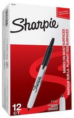 Sharpie Retractable Permanent Marker, Fine Tip, Black, 12/Pack (32701)